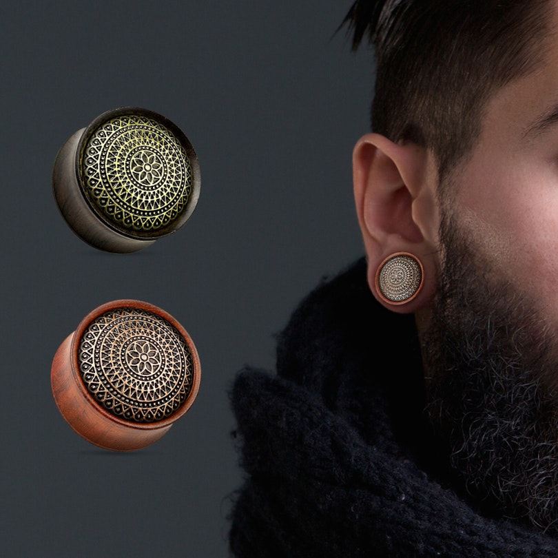 Plug af træ med gittermønster Kropssmykker - Danmark