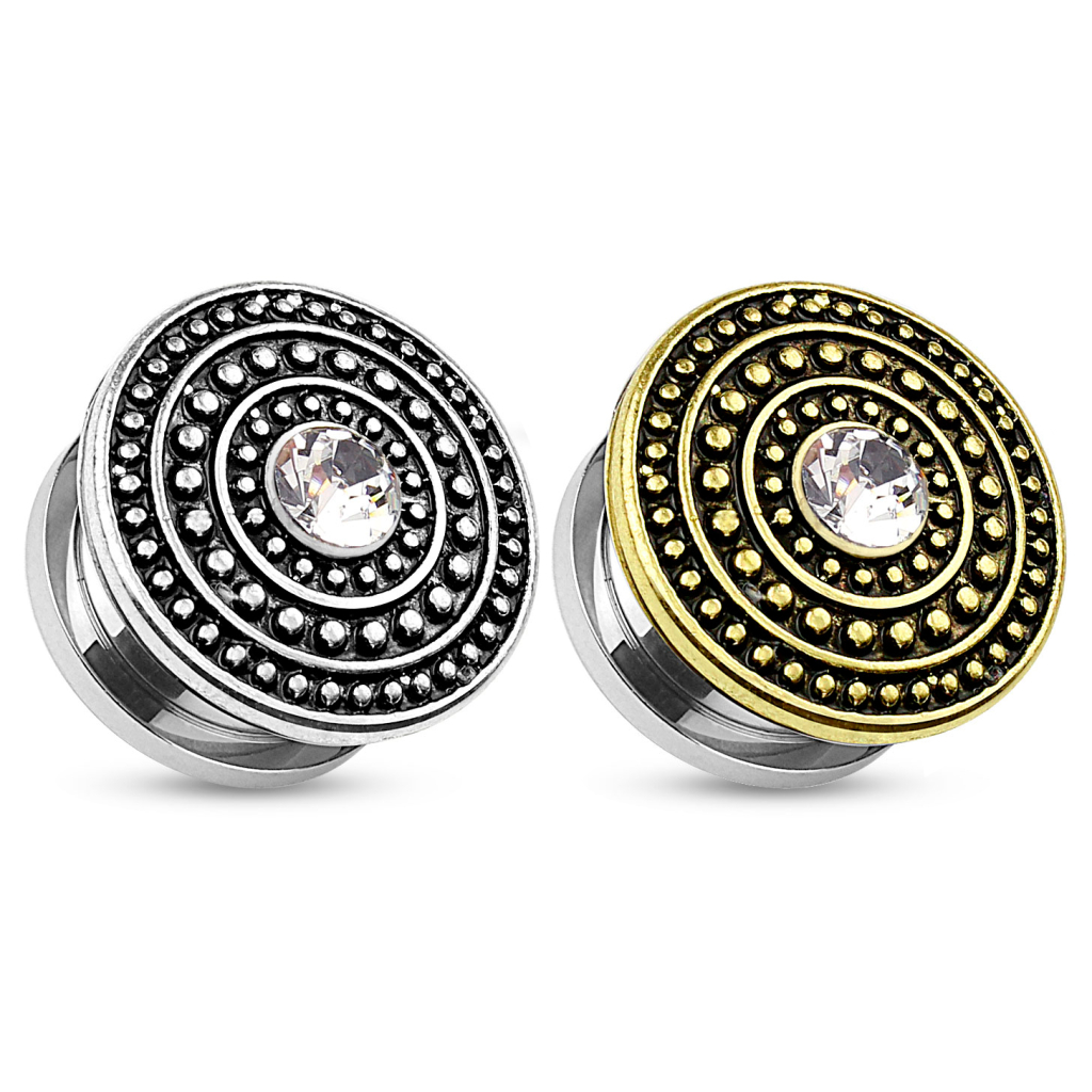 Plug af kirurgisk stål med antikt skjold Piercing - Danmark