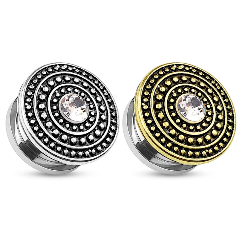 Plug af kirurgisk stål med antikt skjold Piercing - Danmark