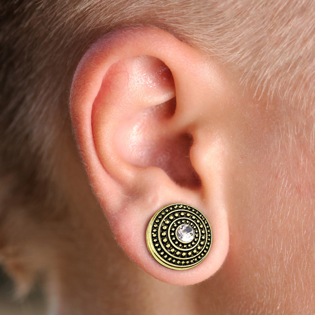 Plug af kirurgisk stål med antikt skjold Piercing - Danmark