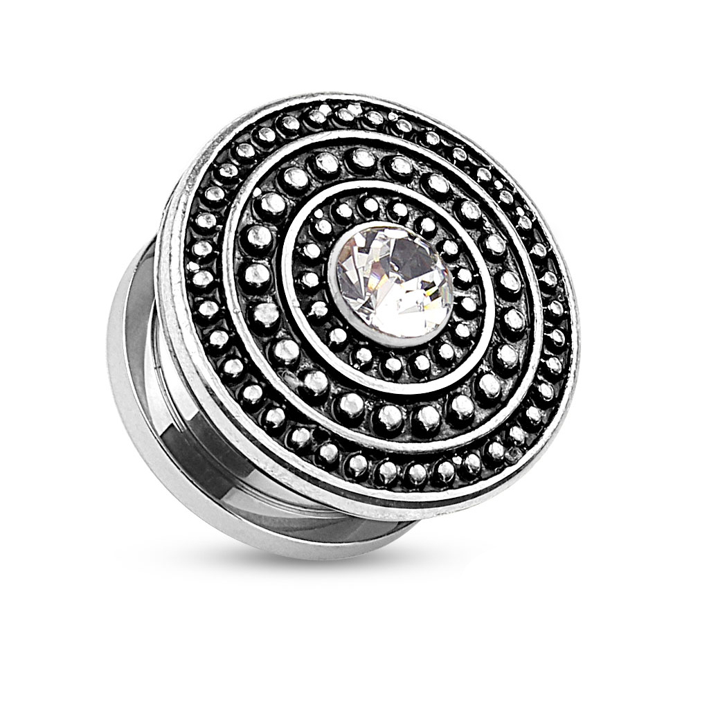 Plug af kirurgisk stål med antikt skjold Kropssmykker - Danmark