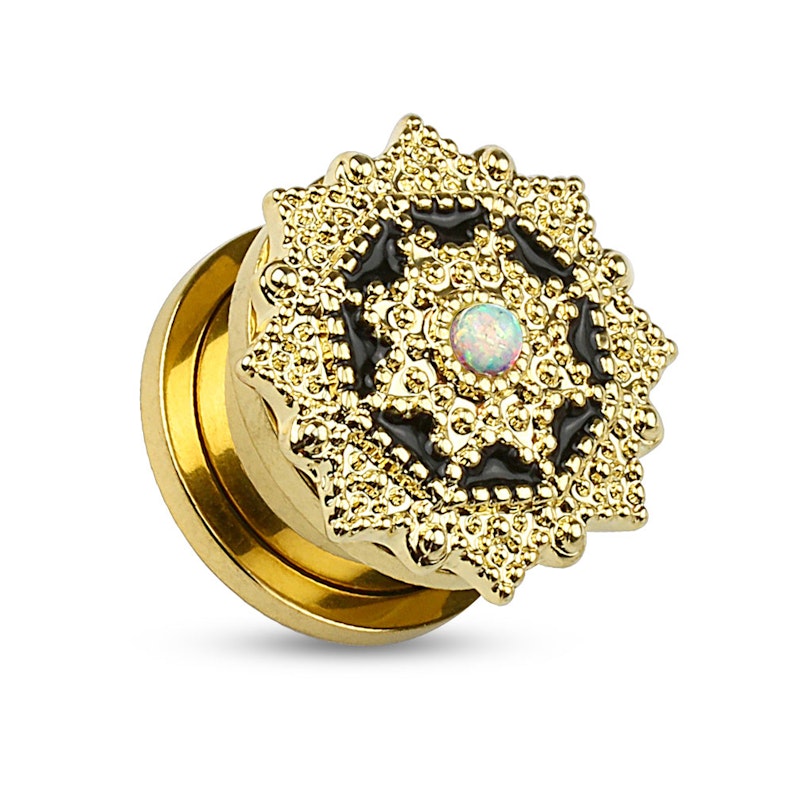 Plug med detaljeret front og opalsten Piercingsmykker - Danmark