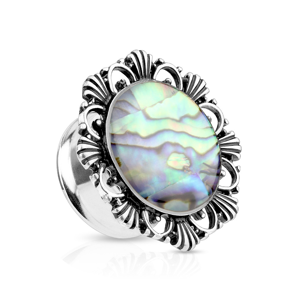 Plug med blomst og abalone Piercing - Danmark