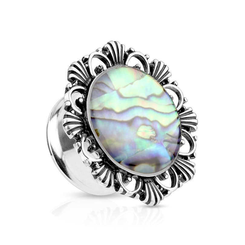 Plug med blomst og abalone Piercing - Danmark