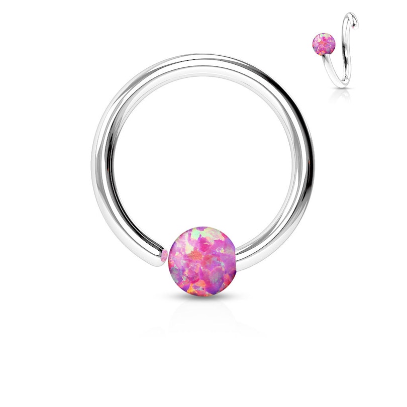 Ring med fast opalkugle Piercinger - Danmark