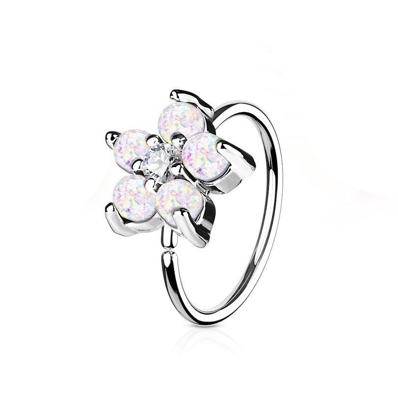 Ring med blomst af opalsten Piercinger - Danmark