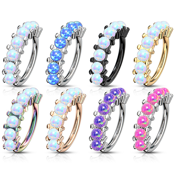 Ring med linje af opalsten Kropspiercing - Danmark