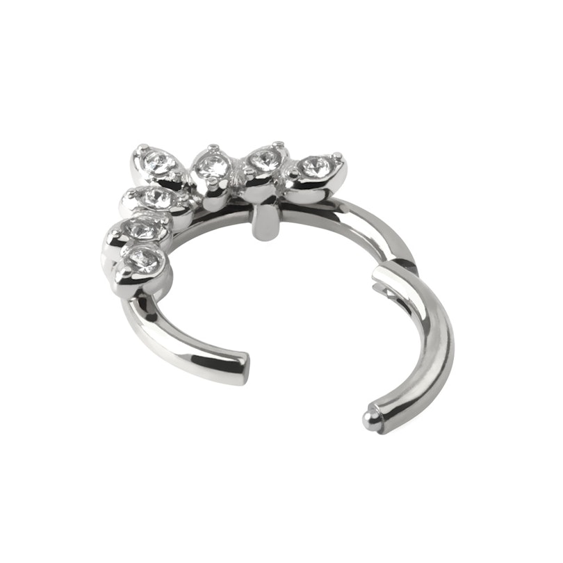 Hængslet ring af kirurgisk stål med 7 stenblade Piercing - Danmark