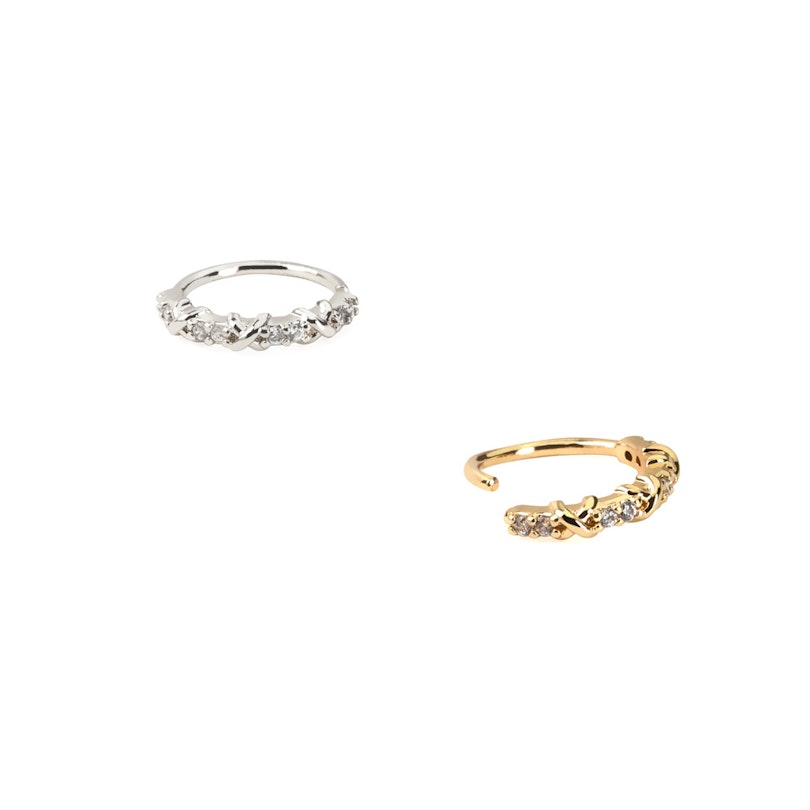 Twist-ring med krydsdesign af sten Piercinger - Danmark