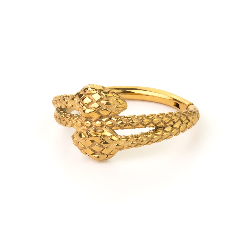 Hængslet segmentring med dobbelt slangehoved Piercinger - Danmark