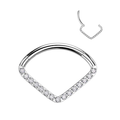Chevronring af titanium med sten