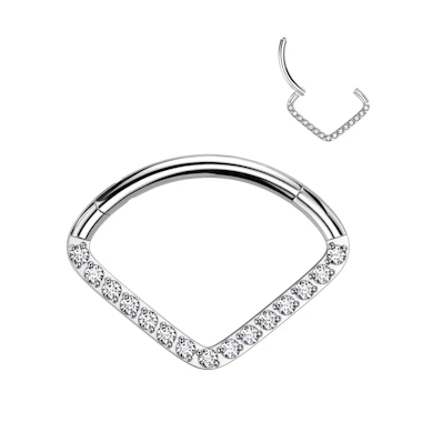 Chevronring af titanium med sten