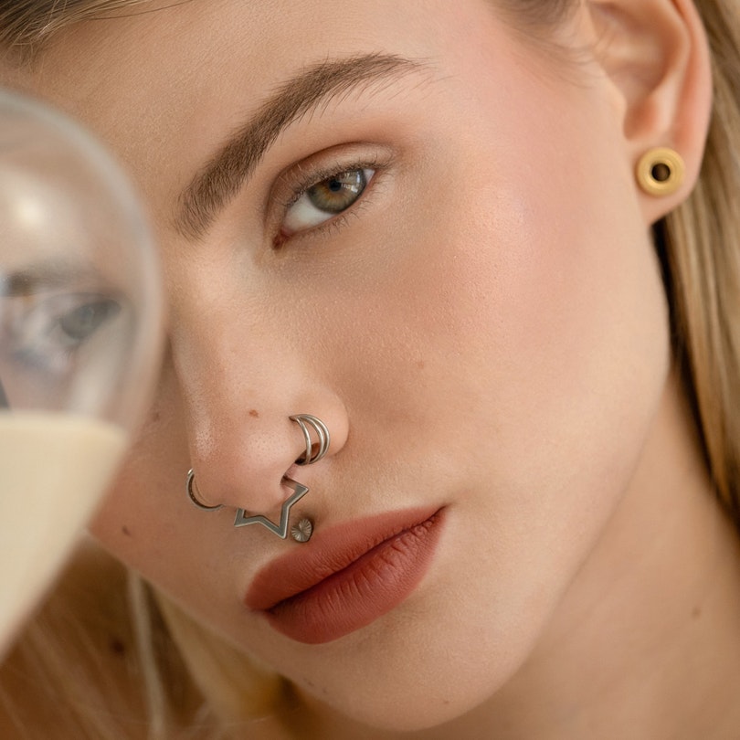 Tredobbelt ring af titanium Piercing - Danmark