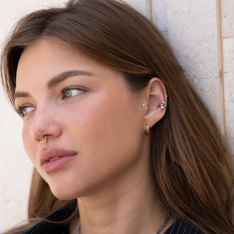 Dobbelt segmentring med marquise-sten Piercingsmykker - Danmark