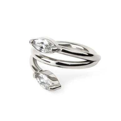 Dobbelt segmentring med marquise-sten