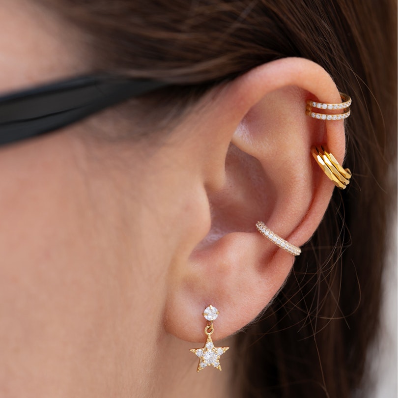 Tredobbelt titaniumring med facetter Piercing - Danmark