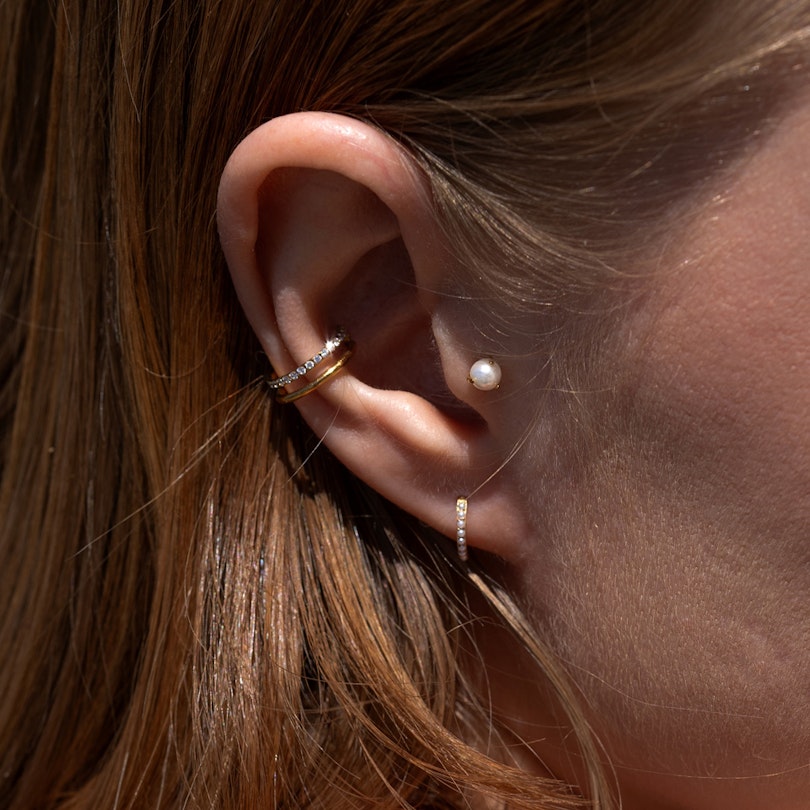 Hængslet titaniumring med pavé-perler Piercinger - Danmark