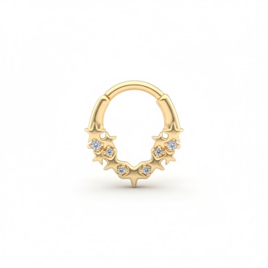 Udadvendt ring med stjerner og sten