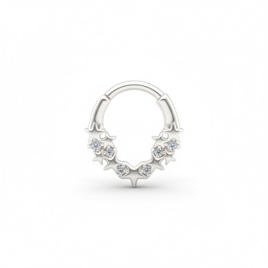 Udadvendt ring med stjerner og sten