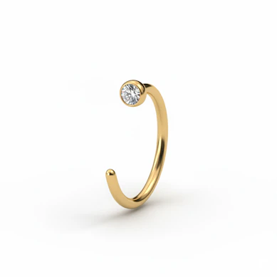 Åben ring af titanium med sten