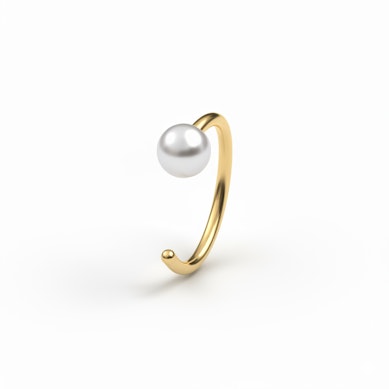 Åben ring af titanium med perle