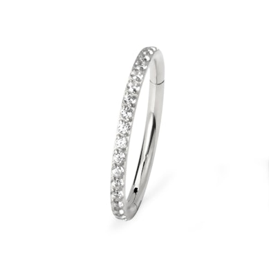 Ring af titanium med hængsel og sten på siden