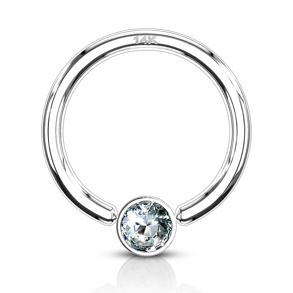 Kuglering af 14 karat guld med sten Piercingsmykker - Danmark