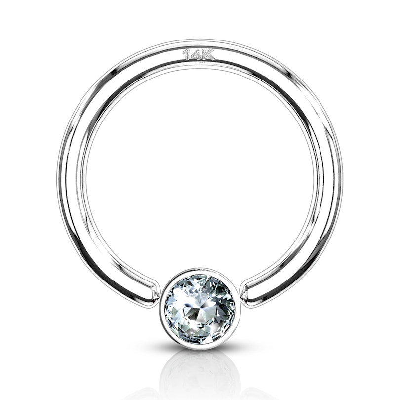 Kuglering af 14 karat guld med sten Piercingsmykker - Danmark