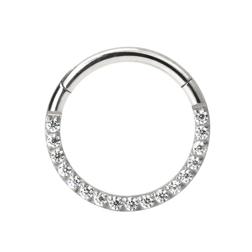 Hængslet ring i titanium med stenrække Piercing - Danmark