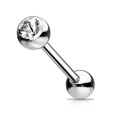 Tungepiercing af titanium med sten