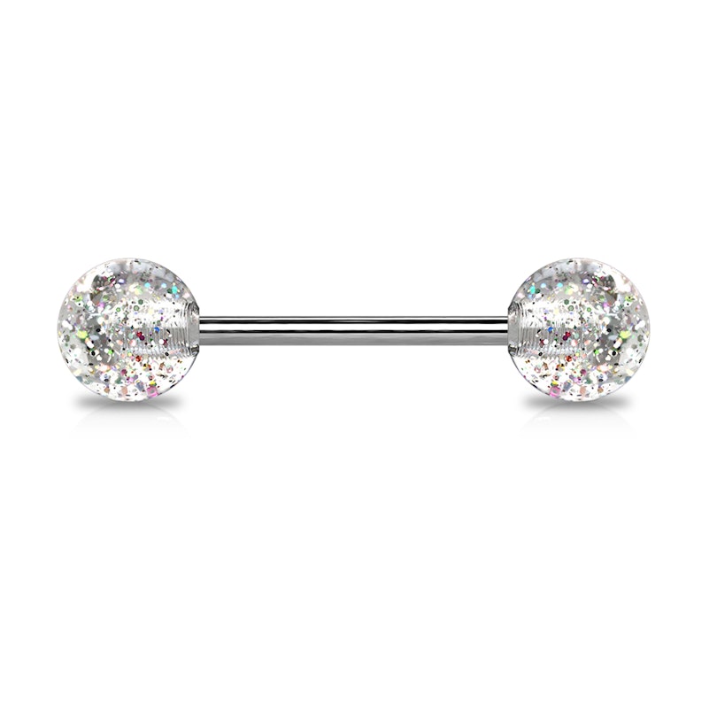 Tungepiercing af titanium med glimmerkugler Piercingsmykker - Danmark