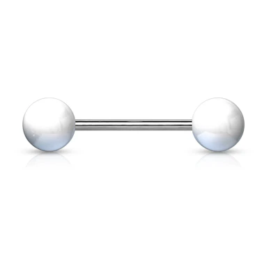 Tungepiercing af titanium med ensfarvede akrylkugler