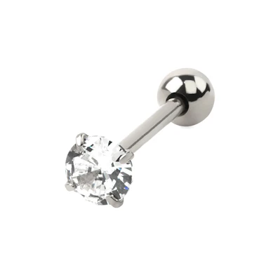 Tungepiercing med grabbefattet rund sten