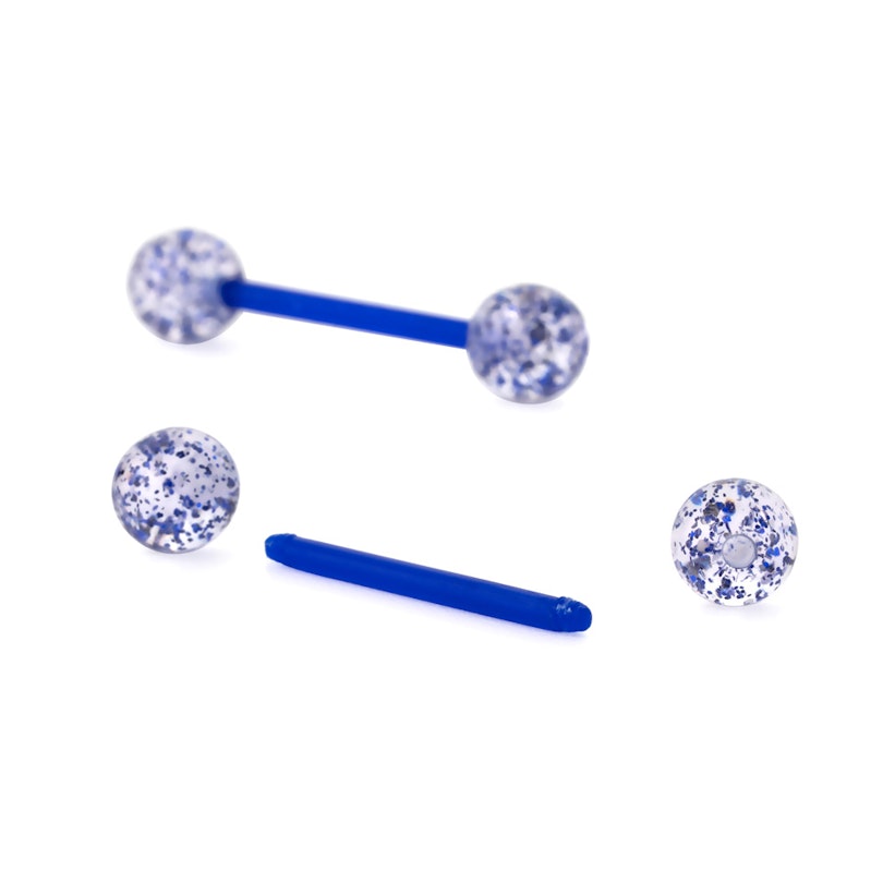 Tungepiercing i bioplast med glimmerflager Kropssmykker - Danmark