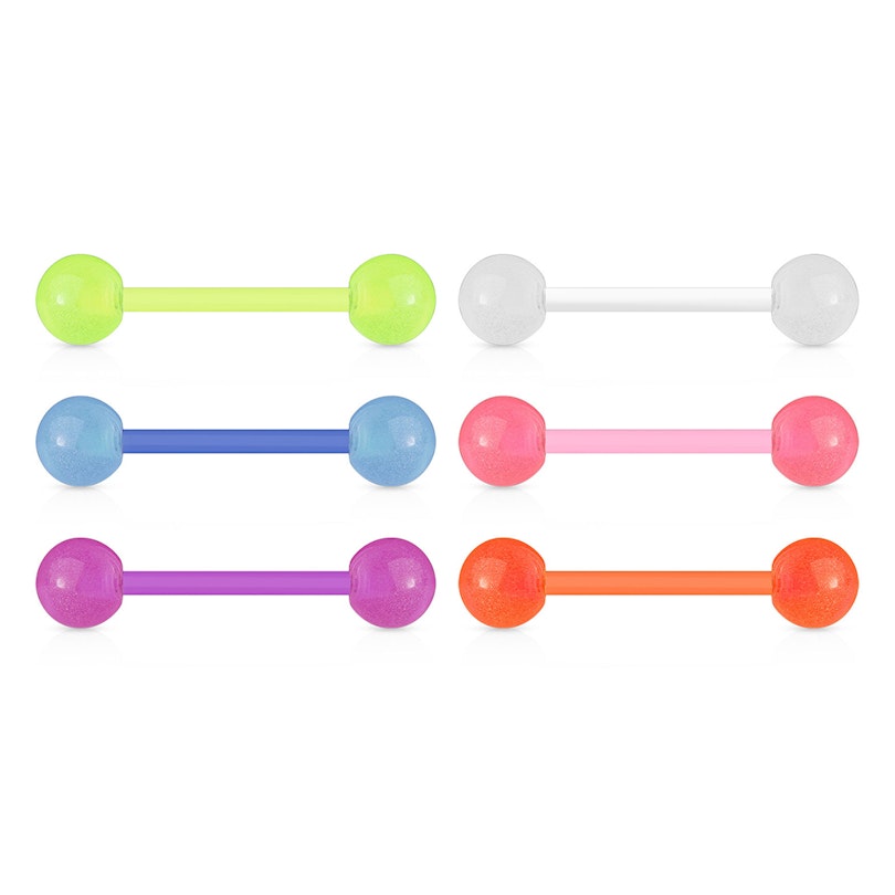 Selvlysende tungepiercinger - 6 stk Piercinger - Danmark