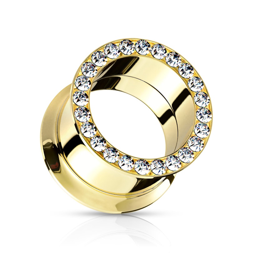 Guldbelagt tunnel med klare sten Piercingsmykker - Danmark