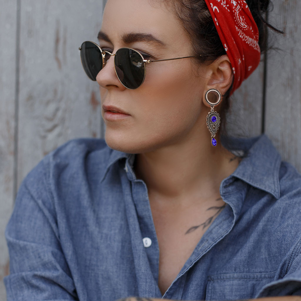 Tunnel med dråbeformet vedhæng Piercinger - Danmark