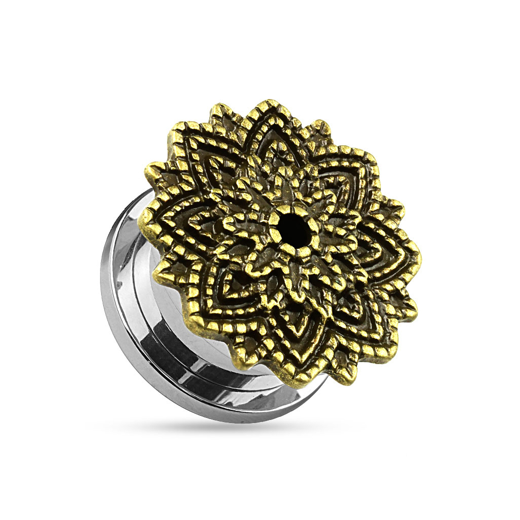 Tunnel af kirurgisk stål med lotusblomst Piercingsmykker - Danmark