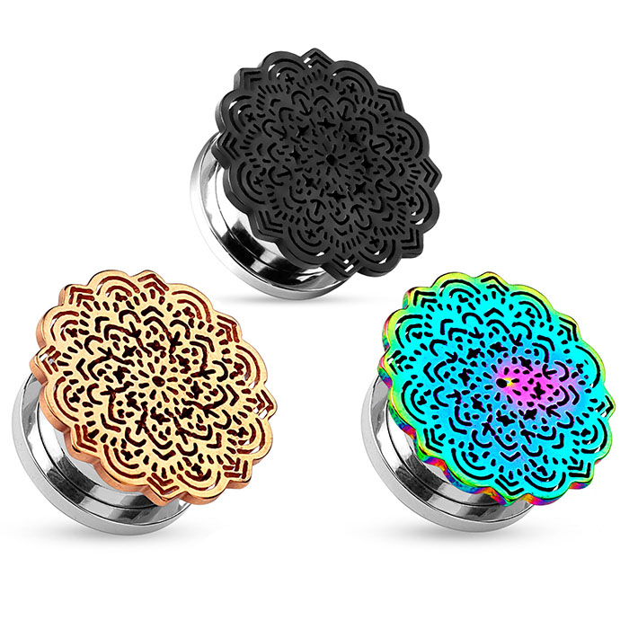 Tunnel af kirurgisk stål med mandala Kropspiercing - Danmark