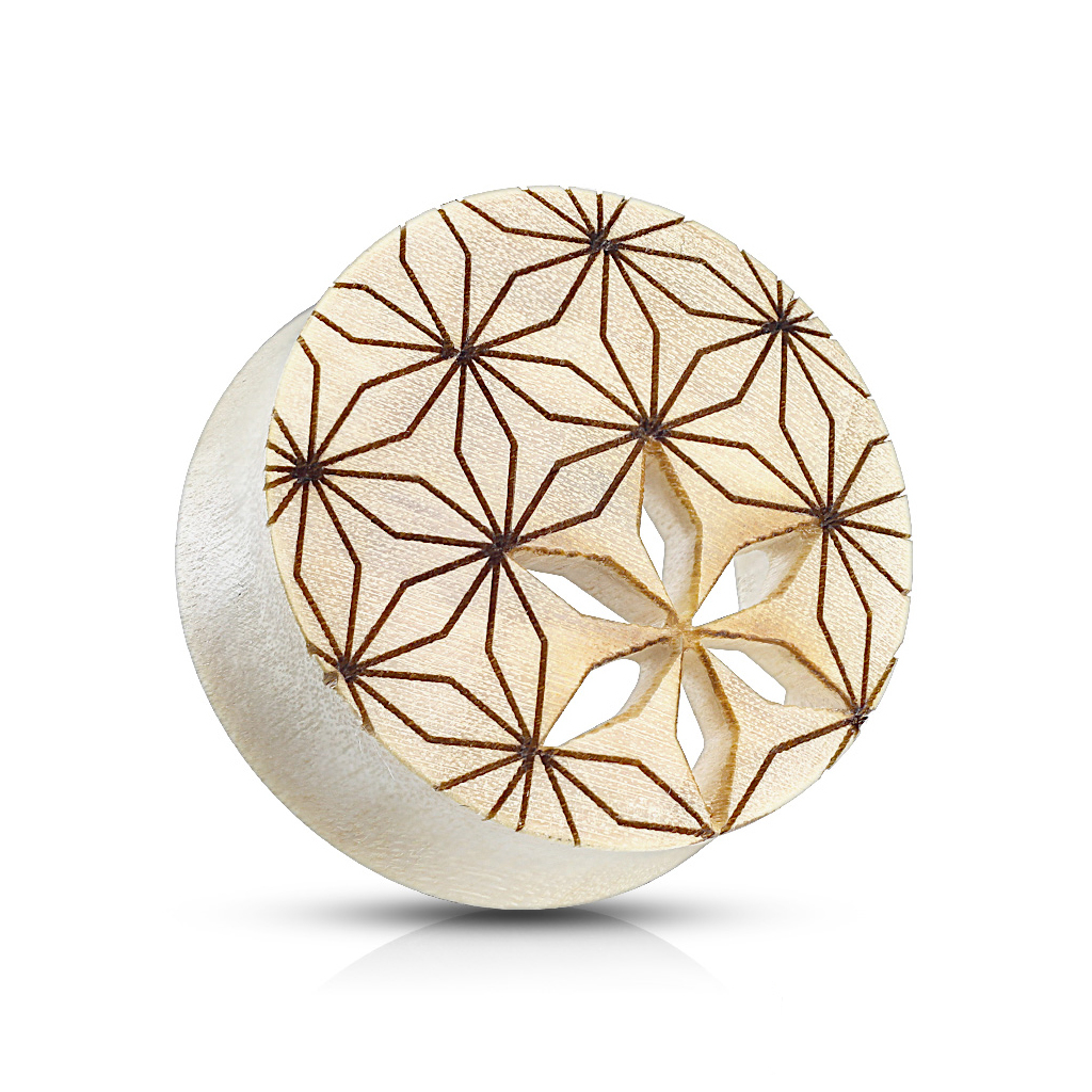 Tunnel af træ med udstanset blomst Piercingsmykker - Danmark