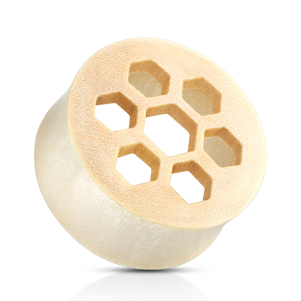 Tunnel af træ med sekskantet design Piercingsmykker - Danmark