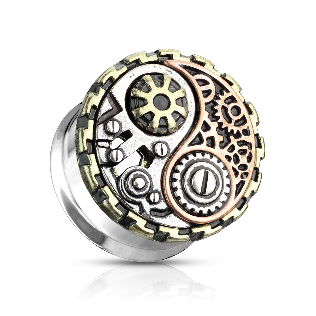 Tunnel med yin og yang i stempunk design Piercinger - Danmark