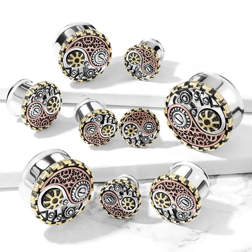 Tunnel med yin og yang i stempunk design Kropspiercing - Danmark