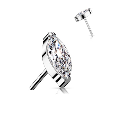 Push-in front af titanium med marquise-formet sten