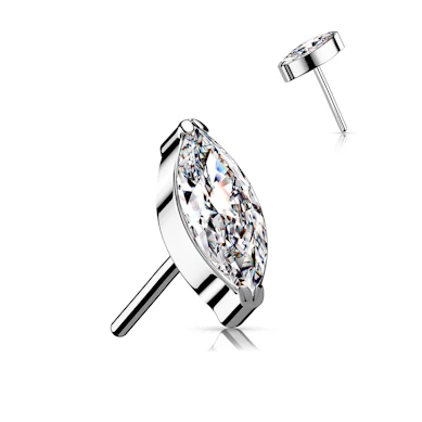 Push-in front af titanium med marquise-formet sten
