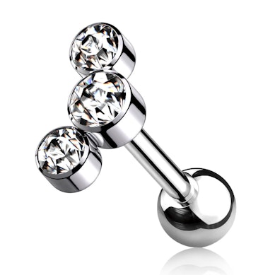 Stav af titanium med indvendigt gevind og 3 sten