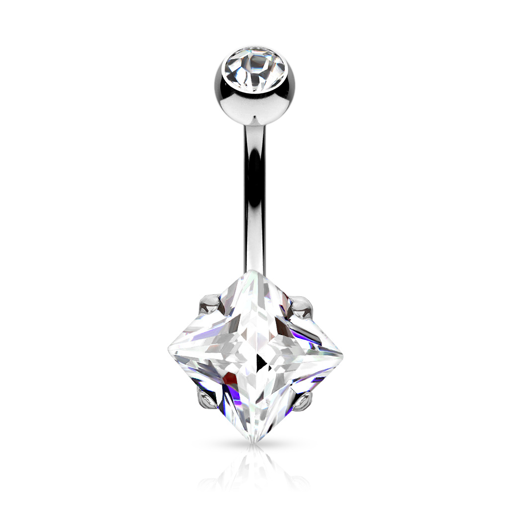 Navlepiercing med firkantet sten Piercing - Danmark