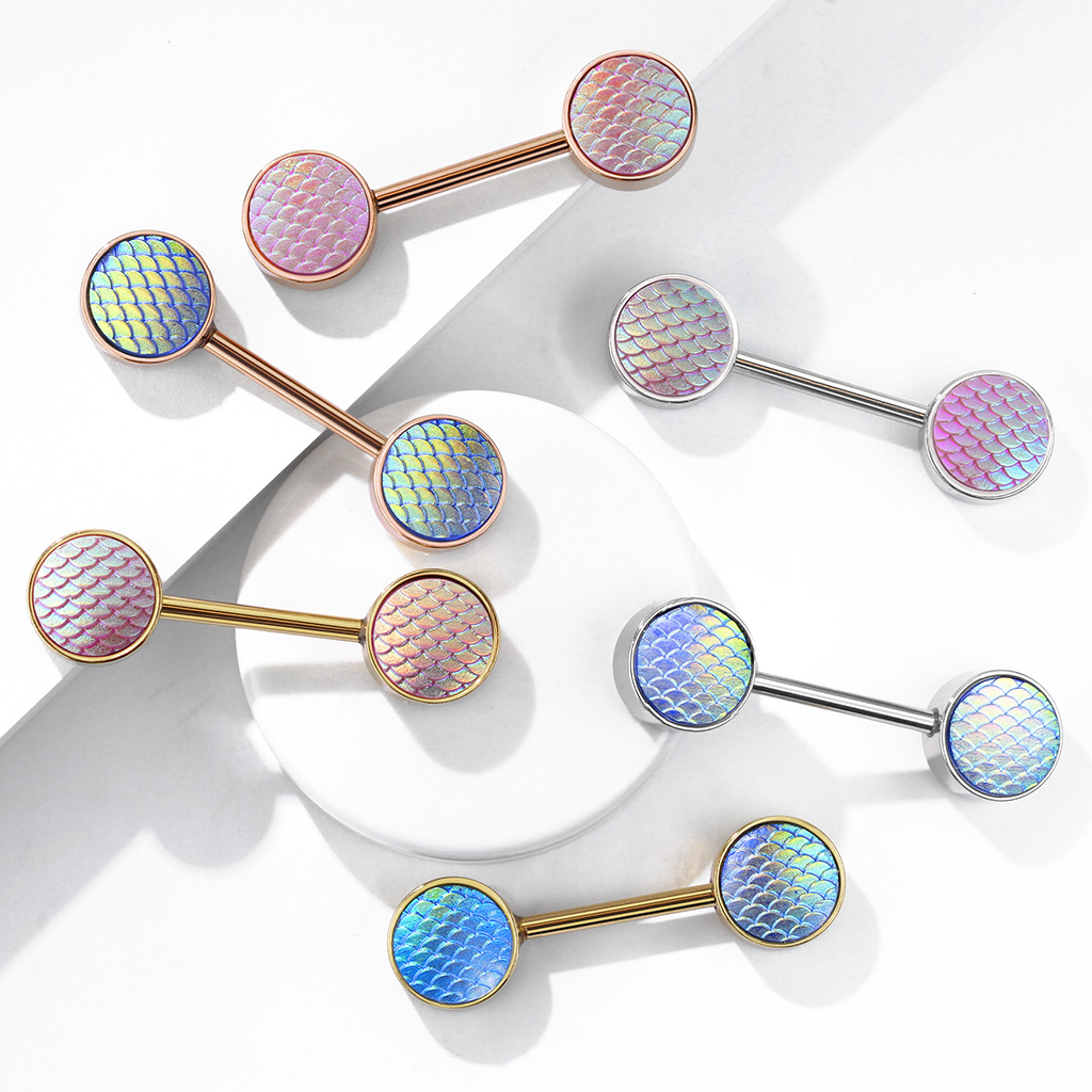 Brystpiercing med nuanceskiftende drageskæl Piercingsmykker - Danmark