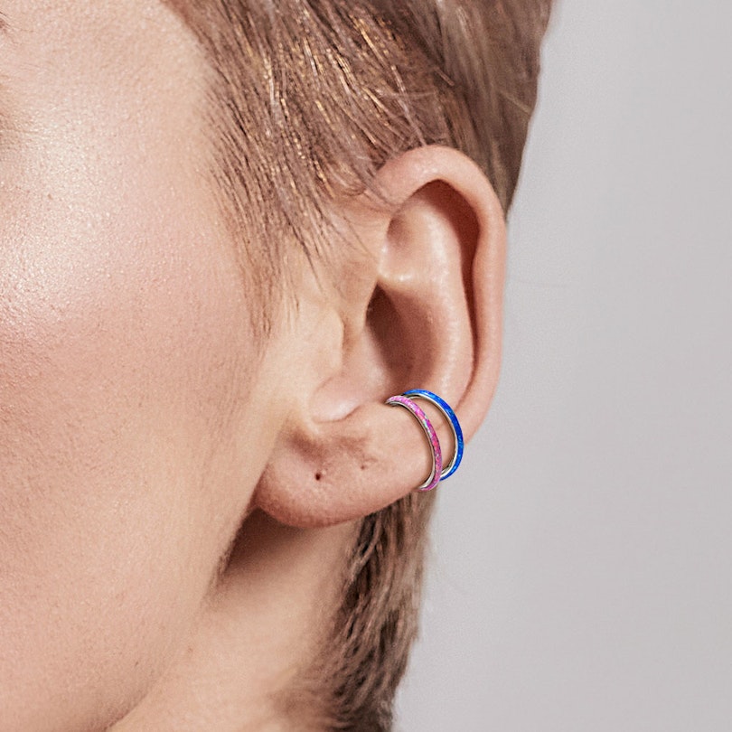 Ring af titanium med hængsel og opalring Kropspiercing - Danmark