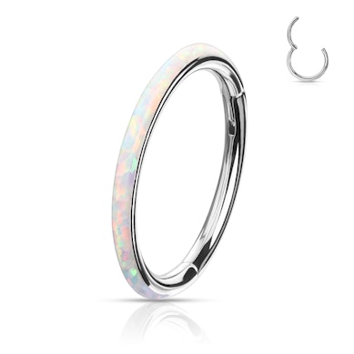 Ring af titanium med hængsel og opalring